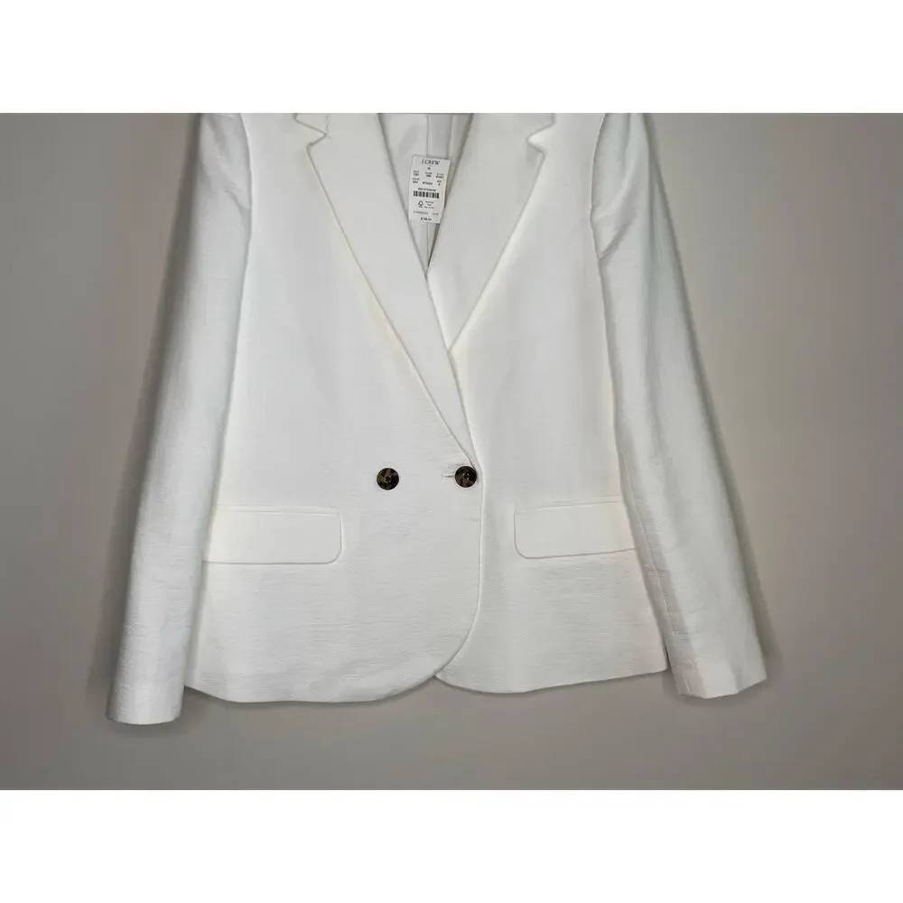 J. Crew Cotton/Linen Blend Double Breasted Textured Blazer White Women's Size 8 - Picture 5 of 10